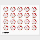 Santa Face, Red Stripe ROUND-KERST STICKERS (Vel)