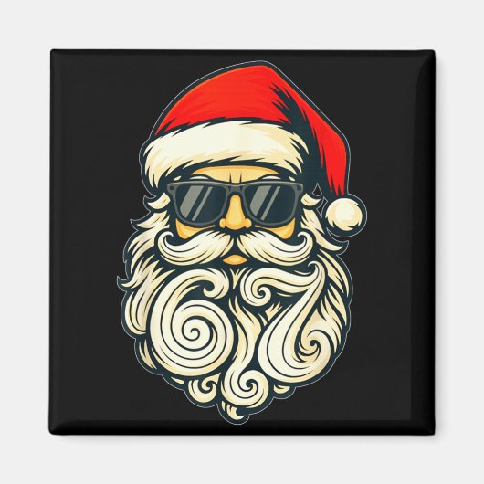 Santa Face Retro Sungles 6 7 Christmas 67 Santa Si Magneet (Voorkant)