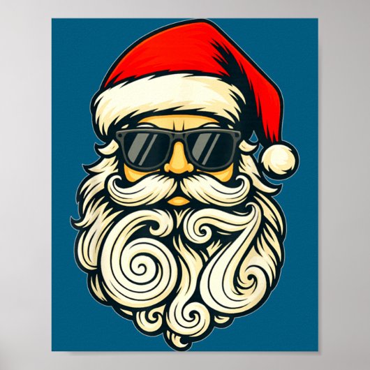 Santa Face Retro Sungles 6 7 Christmas 67 Santa Si Poster (Voorkant)