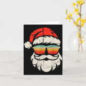 Santa Face Retro Sungles Christmas  Kaart (Gele Bloem)