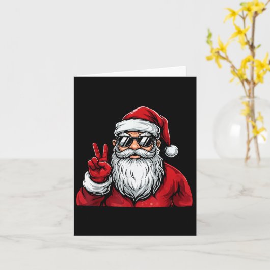 Santa Face Retro Sungles Christmas Shirts For Mens Kaart (Gele Bloem)