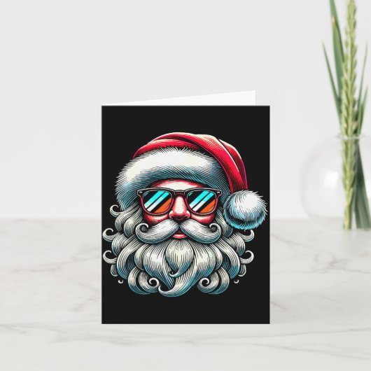 Santa Face Retro Sungles Christmas Xmas  Kaart (Voorkant)