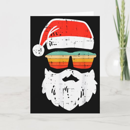 Santa Face Retro Sungles Christmas Xmas Men Women  Kaart (Voorkant)