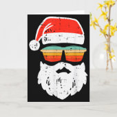 Santa Face Retro Sungles Christmas Xmas Men Women  Kaart (Gele Bloem)