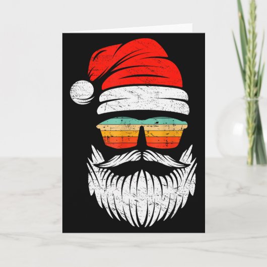 Santa Face Retro Sungles Christmas Xmas Men Women  Kaart (Voorkant)