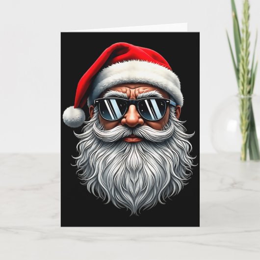 Santa Face Retro Sungles Christmas Xmas Men Women  Kaart (Voorkant)