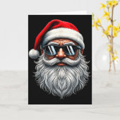 Santa Face Retro Sungles Christmas Xmas Men Women  Kaart (Gele Bloem)