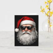 Santa Face Retro Sungles Funny Christmas Pajama Me Kaart (Gele Bloem)