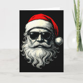 Santa Face Retro Sungles Funny Christmas Pajama Me Kaart (Voorkant)