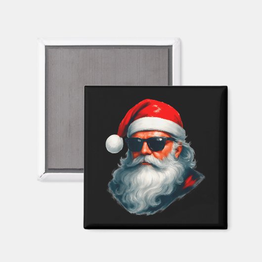 Santa Face Retro Sungles Funny Christmas Pajama Me Magneet (Voorkant / Achterkant)