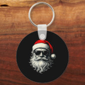 Santa Face Retro Sungles Funny Christmas Pajama Me Sleutelhanger (Voorkant)