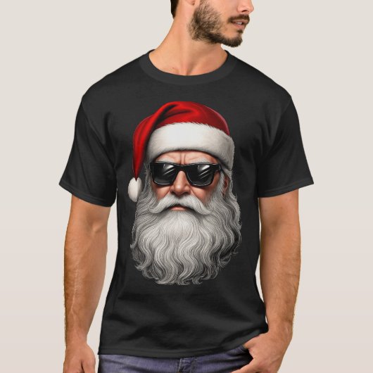 Santa Face Retro Sungles Funny Christmas Pajama Me T-shirt (Voorkant)