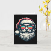 Santa Face Retro Zonnebril Kerst Xmas Mannen Vrouw Kaart (Gele Bloem)