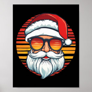 Santa Face Retro Zonnebril Kerst Xmas Mannen Vrouw Poster