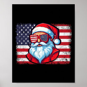 Santa Face Retro Zonnebril Kerst Xmas Mannen Vrouw Poster