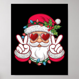 Santa Face Retro Zonnebril Kerst Xmas Mannen Vrouw Poster