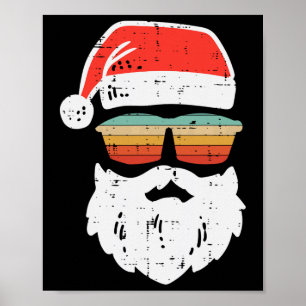 Santa Face Retro Zonnebril Kerst Xmas Mannen Vrouw Poster