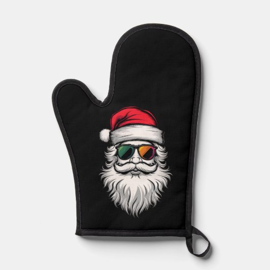 Santa Face Retro Zonnebril Kerstmis Vakantie Ovenwant (Voorkant)