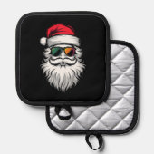 Santa Face Retro Zonnebril Kerstmis Vakantie Pannenlap (Voorkant / Achterkant)