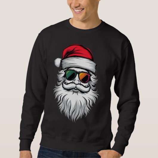 Santa Face Retro Zonnebril Kerstmis Vakantie Trui (Voorkant)