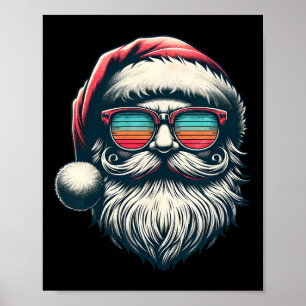 Santa Face Retro Zonnebril Kerstmis Xmas Mannen Vr Poster