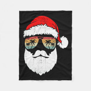 Santa Face Retro Zonnebrillen Hawaiian Christmas T Fleece Deken