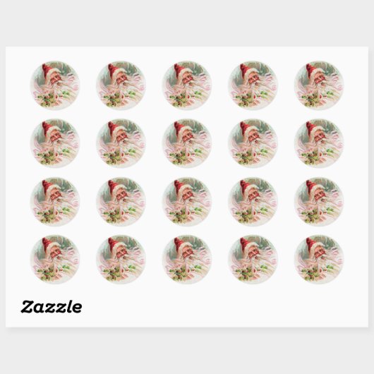  Santa Face Ronde Sticker (Vel)
