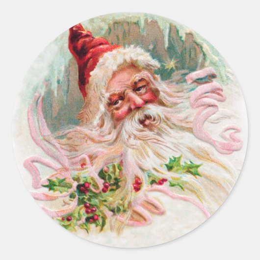  Santa Face Ronde Sticker (Voorkant)