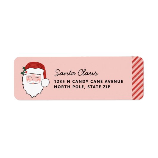 Santa Face | Roze en rood Etiket (Voorkant)