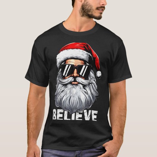 Santa Face Sungles Believe Christmas Shirts For Bo (Voorkant)