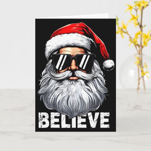 Santa Face Sungles Believe Christmas Shirts For Bo Kaart (Gele Bloem)