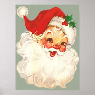 santa face vintage poster
