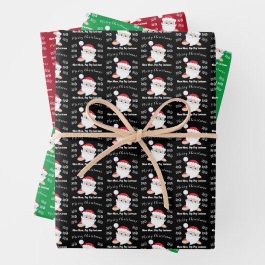 Santa Face Vrolijk Kerstfeest Ho Ho Custom Inpakpapier Vel (In situ)