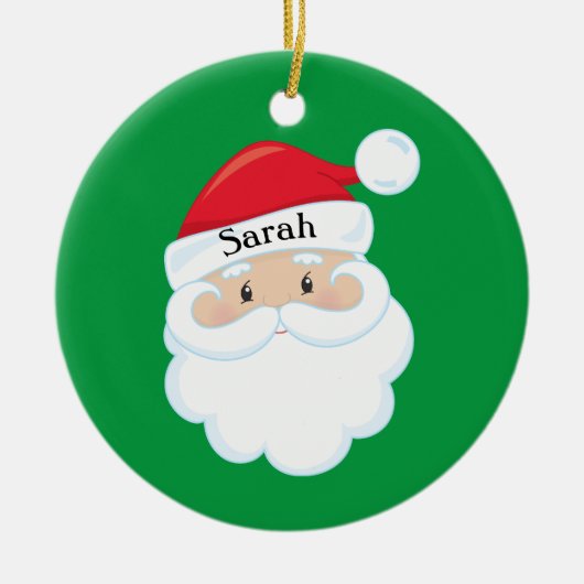 Santa Face with Name on Cap Keramisch Ornament (Voorkant)