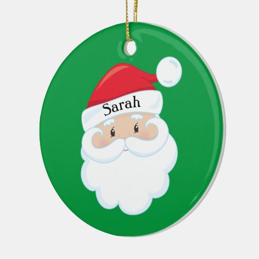 Santa Face with Name on Cap Keramisch Ornament (Links)