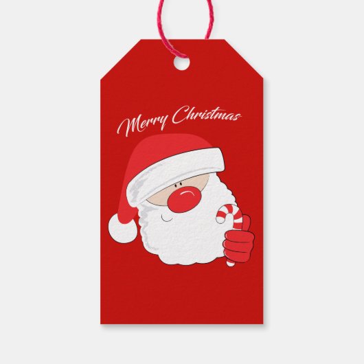 Santa Face - witte tekst. Cadeaulabel (Achterkant)