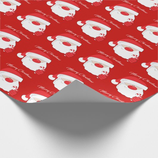 Santa Face - witte tekst. Cadeaupapier (Hoek)