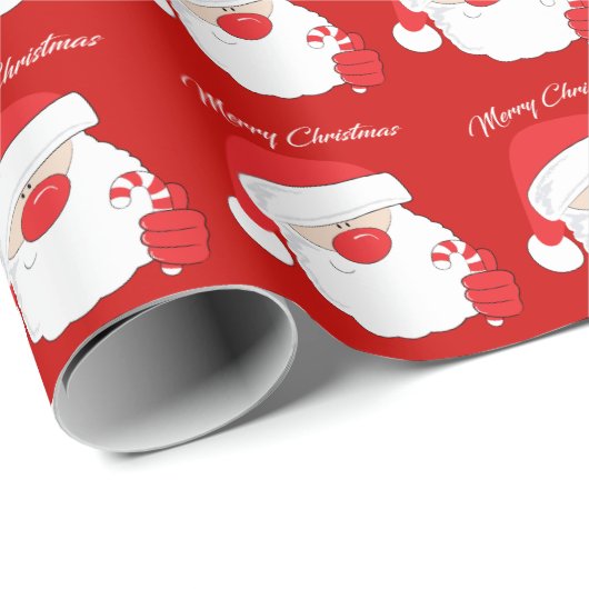 Santa Face - witte tekst. Cadeaupapier (Rol Hoek)