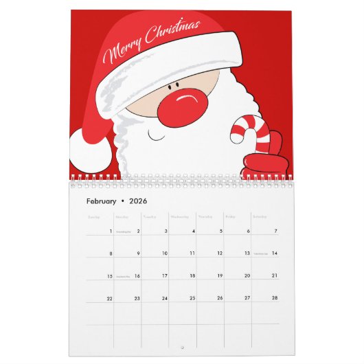 Santa Face - witte tekst. Kalender (Feb 2026)