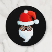 Santa Face Zonnebril Cool Hipster Kerstmis Bedankjes Labels (Achterkant)