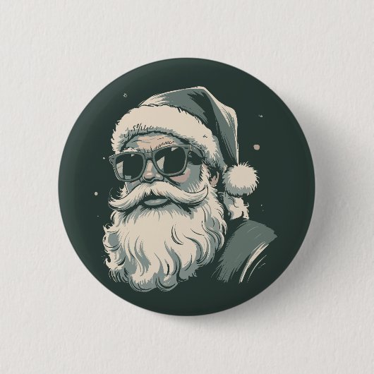 Santa Face Zonnebril Kerst Kerstretro Ronde Button 5,7 Cm (Voorkant)