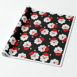 Santa Faces Gift Wrap – Voeg Holiday Joy toe aan e Cadeaupapier