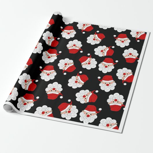 Santa Faces Gift Wrap – Voeg Holiday Joy toe aan e Cadeaupapier (Uitgerold)