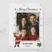 Santa & Family Foto Flat Christmas Kaart (Voorkant)