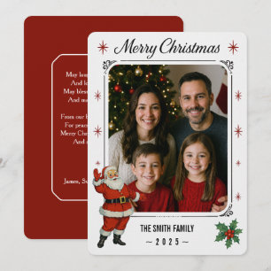 Santa & Family Foto Flat Christmas Kaart
