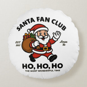 Santa Fan Club – “Ho, Ho, Ho” Vintage Kerst Gr Rond Kussen