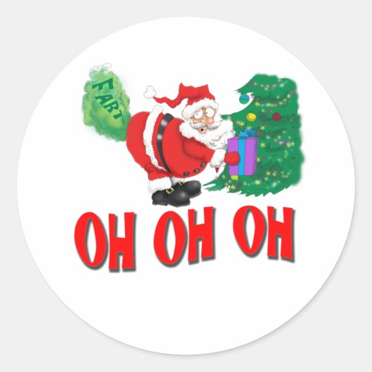 santa farce ronde sticker (Voorkant)