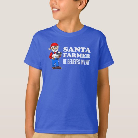 Santa Farmer gelooft in ewe pun T-shirt (Voorkant)