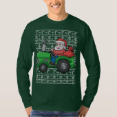 Santa Farmer Tractor Ugly KerstSweater T-shirt (Voorkant)