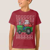 Santa Farmer Tractor Ugly KerstSweater T-shirt (Voorkant)